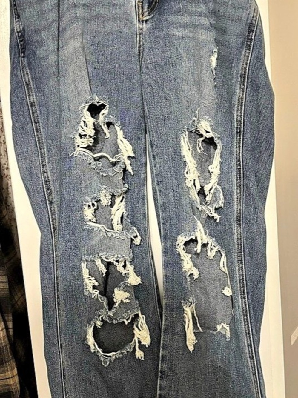 PacSun Baggy Jean Distressed Straight Leg Jeans Blue Waist 30